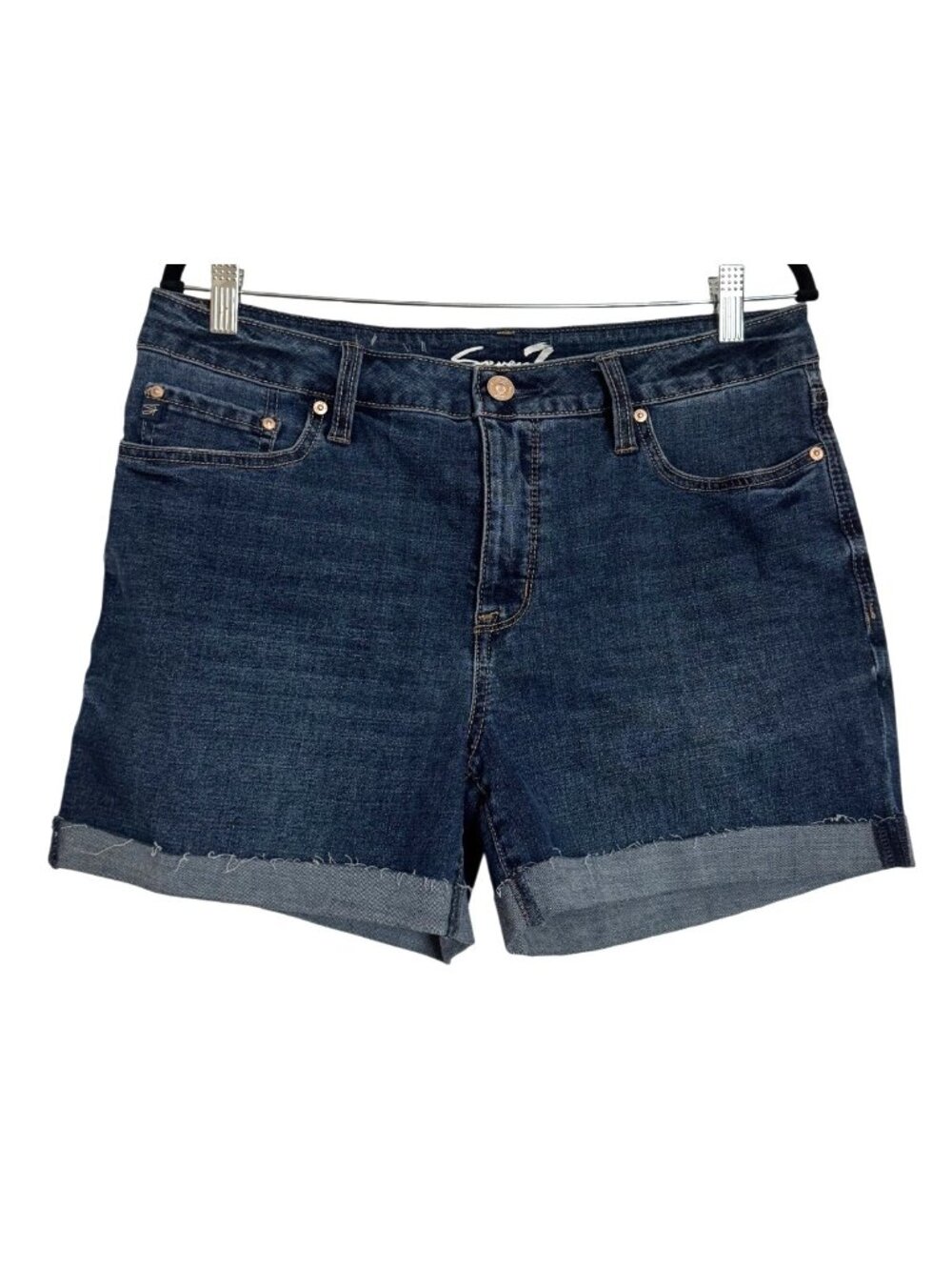 Seven 7 Weekend Short Size 10 Cuffed Denim Short 5” inseam NWT Medium Wash - Picture 12 of 14